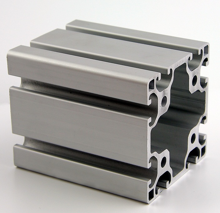 Aluminiumprofil 80x80L I-Typ Nut 8 silber eloxiert Standardlänge leicht 